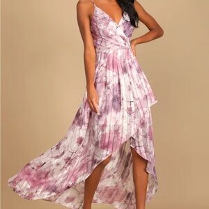 Lulus An Enchanting Dream Purple Multi Print High-Low Maxi Dress